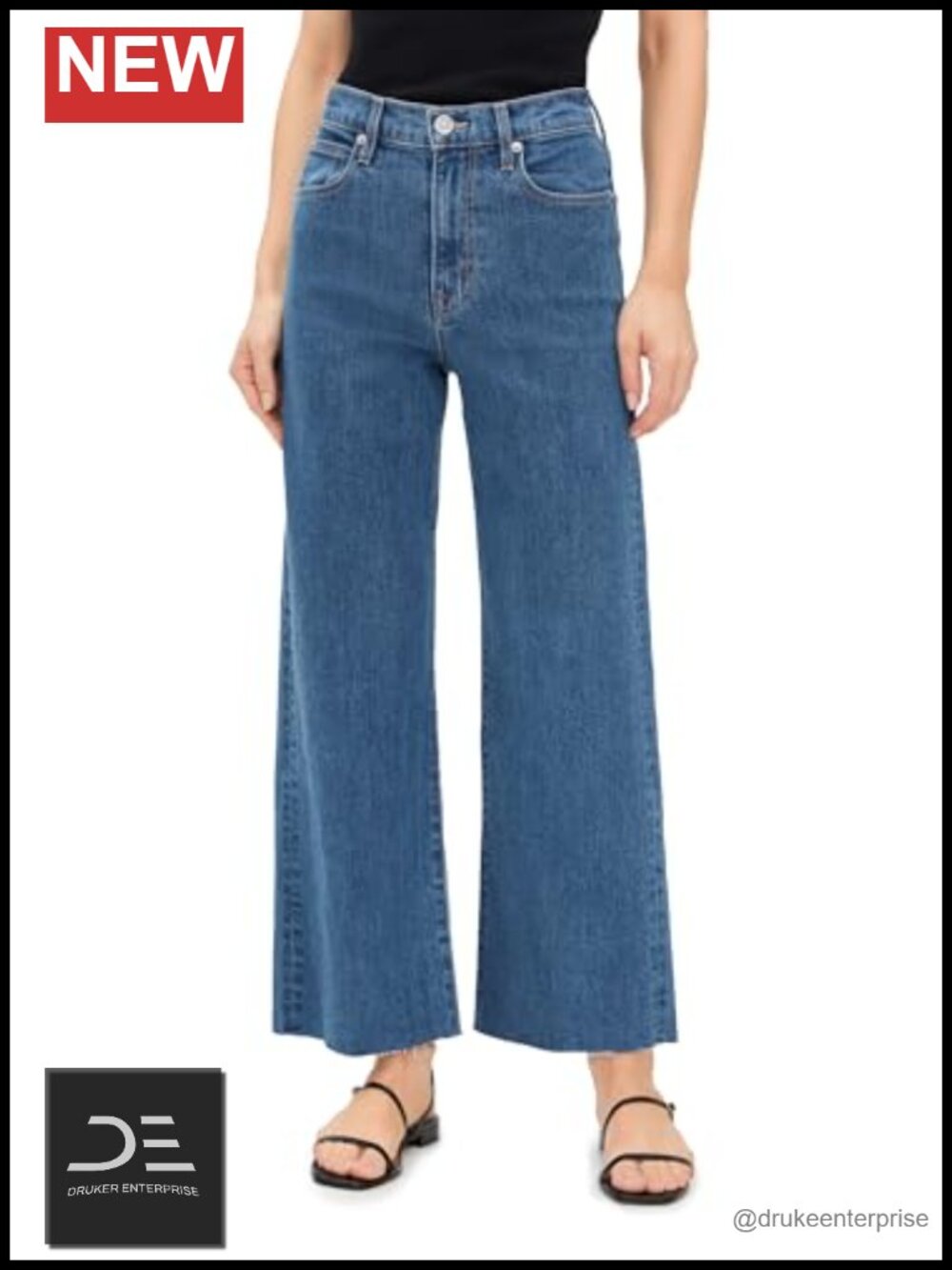 High Rise Cropped Stretch Denim Jeans 5-Pocket
